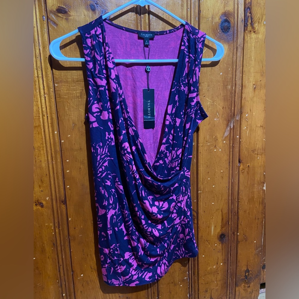 Talbots Womens V Neck Tunic Blouse Size Petite